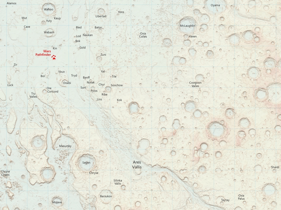 Ordnance Survey map of Mars - detail